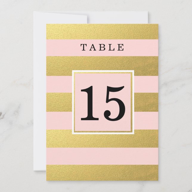 TARJETAS DE NÚMERO DE MESA ROSA CON HOJA DE ORO FA (Anverso)