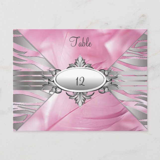 Tarjetas de Número de Mesa Rosa Dulce 16 (Anverso)