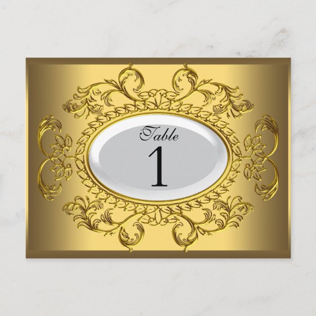 Tarjetas de número de mesa Royal White Gold (Anverso)