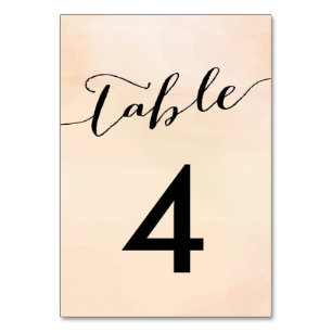 Tarjetas de número de tabla Apricot Watercolor Bod