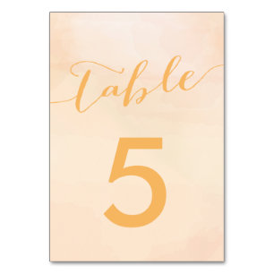 Tarjetas de número de tabla Apricot Watercolor Bod