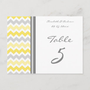 Tarjetas de número de tabla boda Chevron gris amar