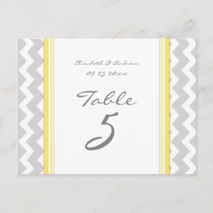 Tarjetas de número de tabla boda Chevron gris amar