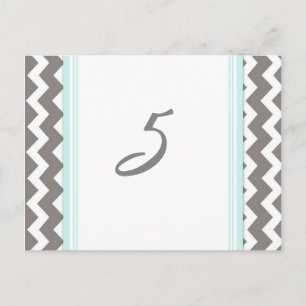 Tarjetas de número de tabla boda Chevron gris azul