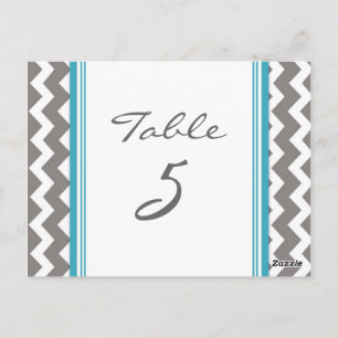Tarjetas de número de tabla boda Chevron Verde azu