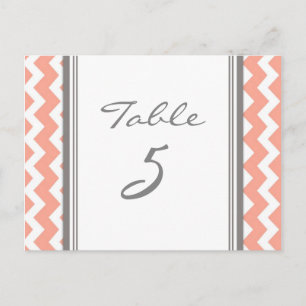 Tarjetas de número de tabla boda Coral Gray Chevro