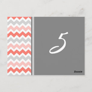 Tarjetas de número de tabla boda Coral Gray Chevro