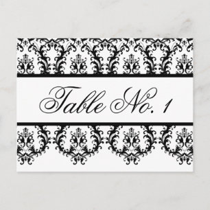 Tarjetas de número de tabla boda Damasco blanco ne