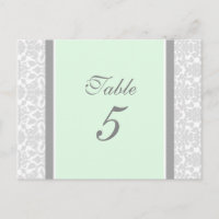 Tarjetas de número de tabla boda Damasco de color