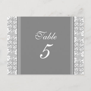 Tarjetas de número de tabla boda Damasco gris