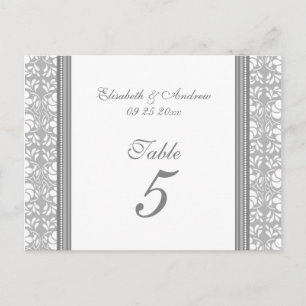 Tarjetas de número de tabla boda Damasco gris