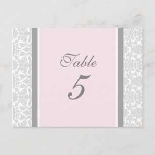 Tarjetas de número de tabla boda Damasco gris rosa