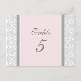 Tarjetas de número de tabla boda Damasco gris rosa