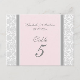 Tarjetas de número de tabla boda Damasco gris rosa