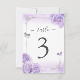 Tarjetas de número de tabla Boda de color morado y