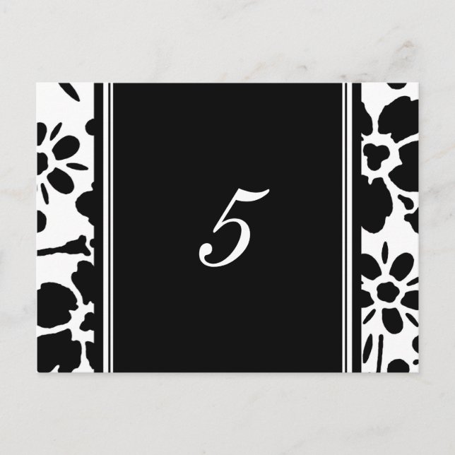 Tarjetas de número de tabla boda en blanco y negro (Anverso)