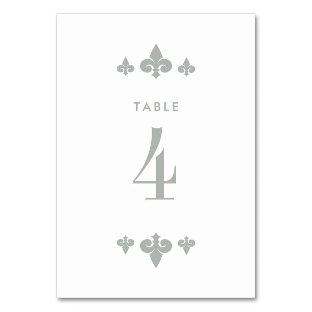 Tarjetas de número de tabla Boda Fleur-de-lis (Anverso)