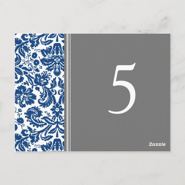Tarjetas de número de tabla boda Gris azul (Reverso)