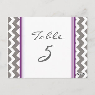 Tarjetas de número de tabla boda Gris Púrpura Chev