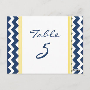 Tarjetas de número de tabla boda Lemon Blue Chevro