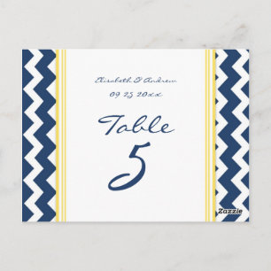 Tarjetas de número de tabla boda Lemon Blue Chevro