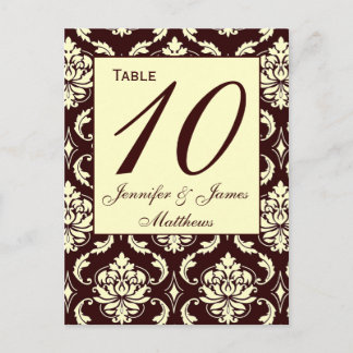 Tarjetas de número de tabla boda Marrón marfil Dam