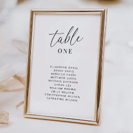 Tarjetas de número de tabla Boda modernas con nomb