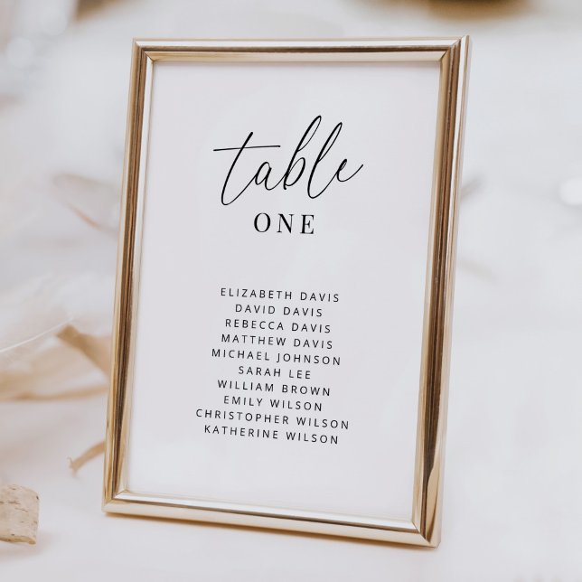 Tarjetas de número de tabla Boda modernas con nomb (Subido por el creador)