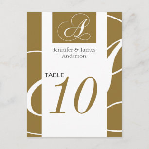 Tarjetas de número de tabla boda Monograma de oro
