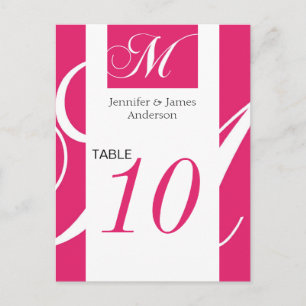 Tarjetas de número de tabla boda Monograma rosa M