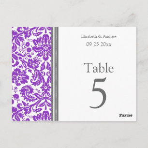 Tarjetas de número de tabla boda Púrpura gris