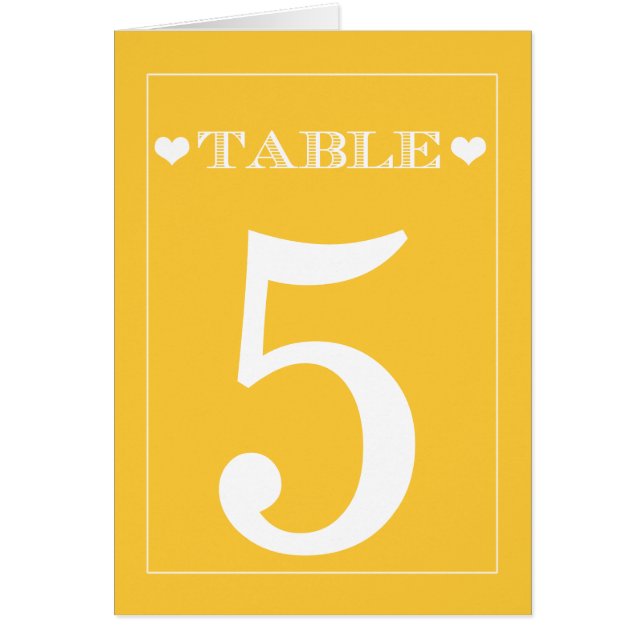 Tarjetas de número de tabla de Boda amarillo de co (Frente)