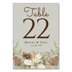 Tarjetas de número de tabla de Boda beige de piña