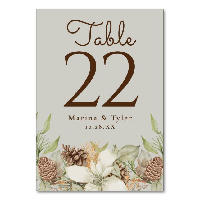 Tarjetas de número de tabla de Boda beige de piña  (Reverso)