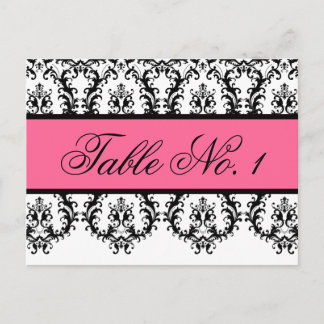 Tarjetas de número de tabla de boda Black Damask P