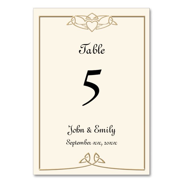 Tarjetas de número de tabla de Boda celta (Anverso)