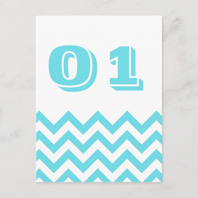 Tarjetas de número de tabla de Boda Chevron (Anverso)