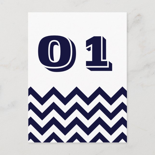 Tarjetas de número de tabla de Boda Chevron (Anverso)
