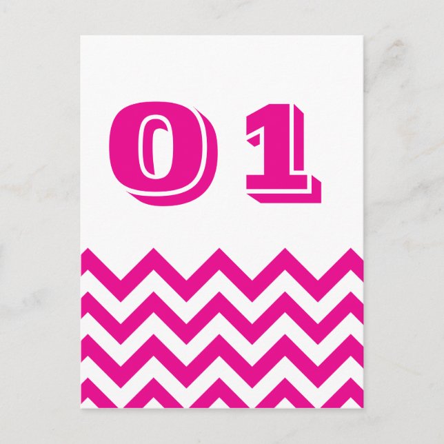 Tarjetas de número de tabla de Boda Chevron (Anverso)