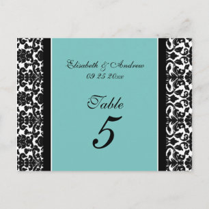 Tarjetas de número de tabla de boda Damasco Verde 