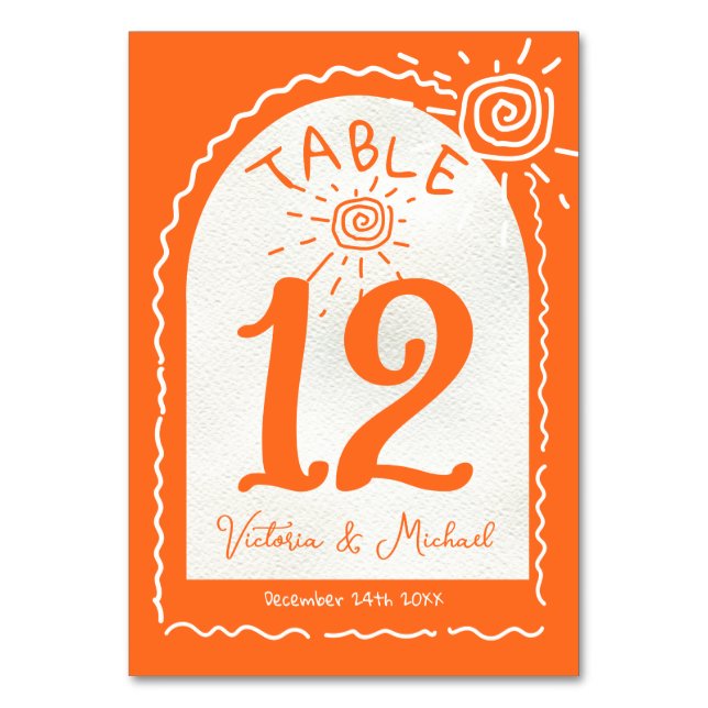 Tarjetas de número de tabla de Boda de arco ondula (Reverso)