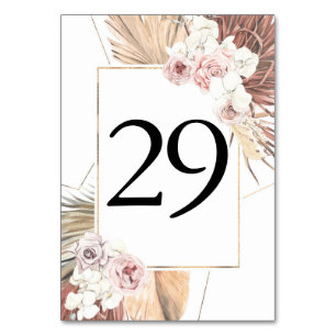 Tarjetas de número de tabla de Boda de follaje tro
