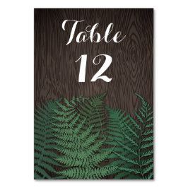 Tarjetas de número de tabla de Boda de helecho bot