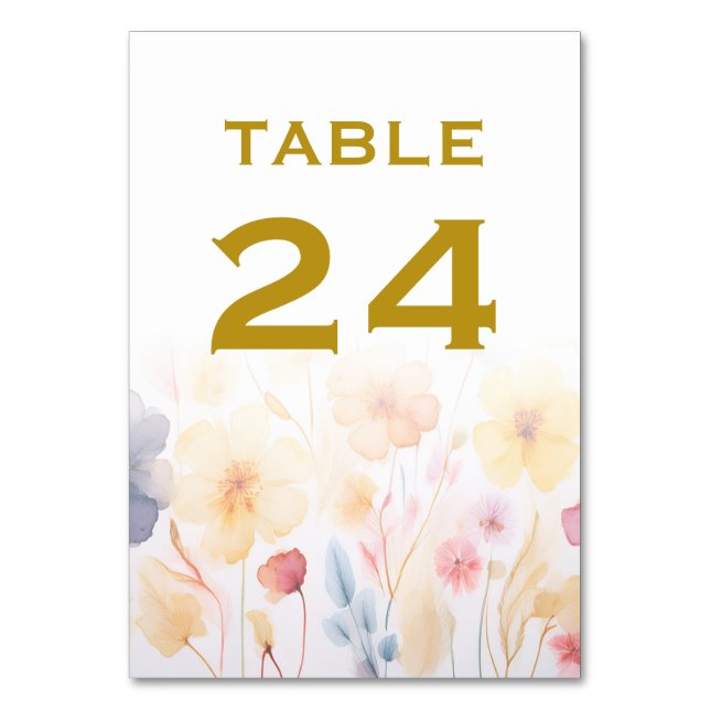 Tarjetas de número de tabla de Boda floral (Anverso)