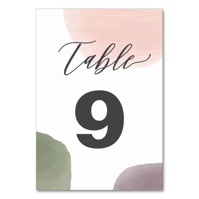 Tarjetas de número de tabla de Boda moderno de col (Anverso)