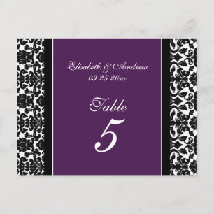 Tarjetas de número de tabla de boda Plum Damask