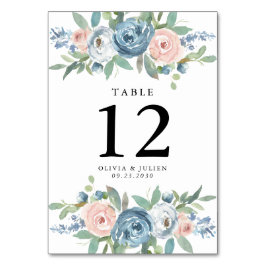 Tarjetas de número de tabla de Boda Rosa Dusty Blu