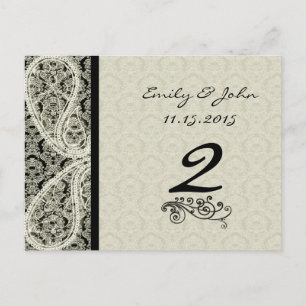 Tarjetas de número de tabla de casamiento de damas
