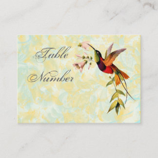 Tarjetas de número de tabla de colibrí de cosecha 