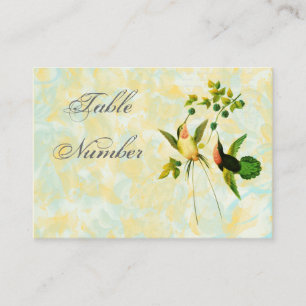 Tarjetas de número de tabla de colibrí de cosecha